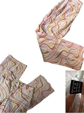 SHEIN Pink, Orange & Cream Swirl Boot-Cut Jeans